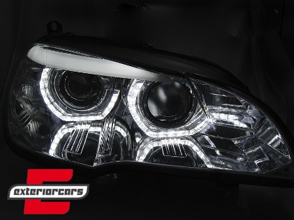Prednja svjetla 3D LED Angel Eyes XENON (chrome) / BMW X5 E70 (2007-2010), LPBMJ9