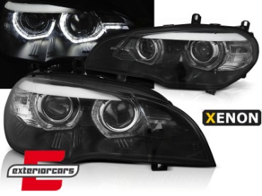 Prednja svjetla 3D LED Angel Eyes XENON (crna) / BMW X5 E70 (2007-2010), LPBMJ8