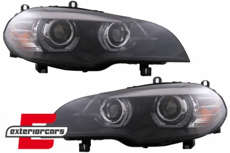 Prednja svjetla 3D LED Angel Eyes XENON (crna) / BMW X5 E70 (2007-2010), LPBMJ8