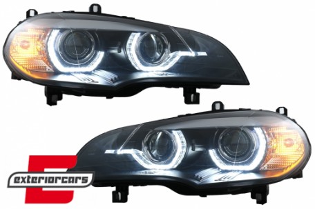 Prednja svjetla 3D LED Angel Eyes XENON (crna) / BMW X5 E70 (2007-2010), LPBMJ8