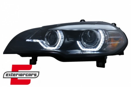 Prednja svjetla 3D LED Angel Eyes XENON (crna) / BMW X5 E70 (2007-2010), LPBMK0