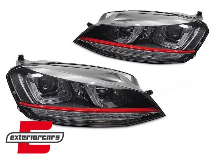 Prednja svjetla 3D LED DRL LED SEQ žmigavci GTI dizajn / VW Golf 7 VII (2012-2017), LPVWV6