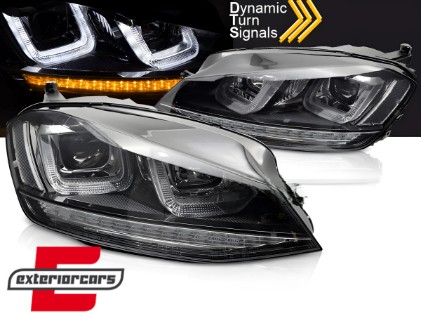 Prednja svjetla 3D LED DRL LED SEQ žmigavci R-line dizajn / VW Golf 7 VII (2012-2017), LPVWV7