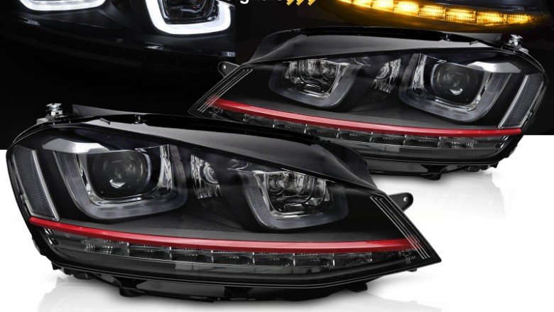 Prednja svjetla 3D LED DRL SEQ žmigavci GTI dizajn / VW Golf 7 VII (2012-2017), LPVX04