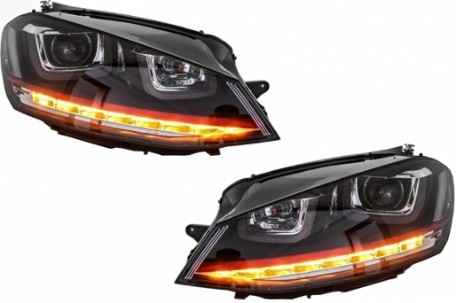 Prednja svjetla 3D LED DRL SEQ žmigavci GTI dizajn / VW Golf 7 VII (2012-2017), LPVX04