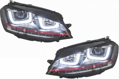 Prednja svjetla 3D LED DRL SEQ žmigavci GTI dizajn / VW Golf 7 VII (2012-2017), LPVX04