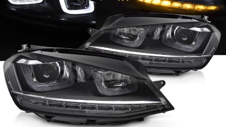 Prednja svjetla 3D LED DRL SEQ žmigavci R-line dizajn / VW Golf 7 VII (2012-2017), LPVX03