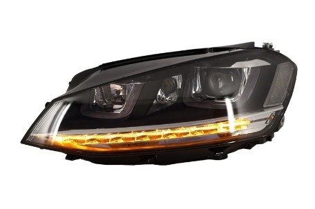 Prednja svjetla 3D LED DRL SEQ žmigavci R-line dizajn / VW Golf 7 VII (2012-2017), LPVX03