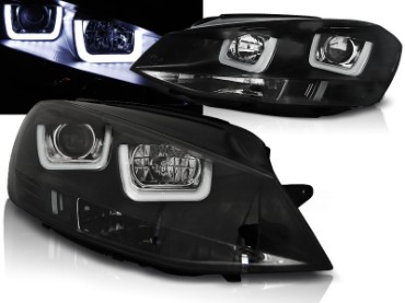 Prednja svjetla 3D LED U-dizajn (crna) / Volkswagen Golf VII (2012-2017), LPVWK6