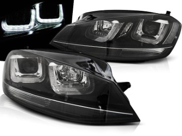 Prednja svjetla 3D LED U-dizajn (crna/crna lajsna) / Volkswagen Golf VII (2012-2017), LPVWM3