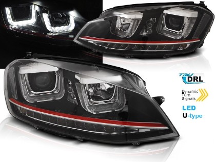 Prednja svjetla 3D LED U-dizajn LED SEQ žmigavci / Volkswagen Golf VII (2012-2017), LPVWR2