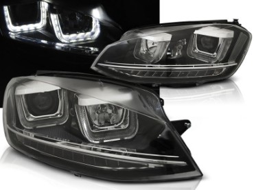 Prednja svjetla 3D LED U-dizajn LED žmigavci (crna) / Volkswagen Golf VII (2012-2017), LPVWP1