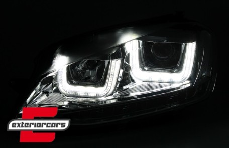 Prednja svjetla 3D LED U-dizajn LED žmigavci (crna) / Volkswagen Golf VII (2012-2017), LPVWP1