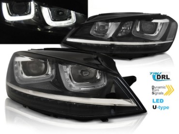 Prednja svjetla 3D LED U-dizajn SEQ žmigavci (crna) / Volkswagen Golf VII (2012-2017), LPVWP6