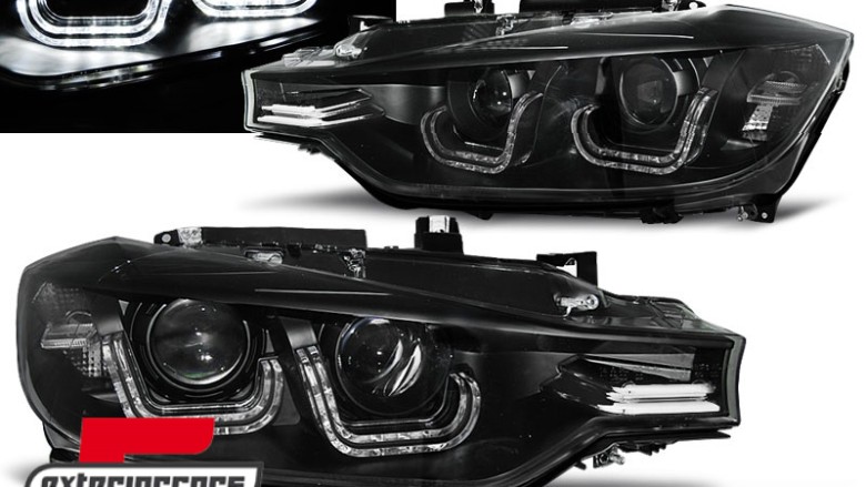 Prednja svjetla 3D LED U-dizajn Xenon (crna) / BMW serije 3 F30 F31 limuzina karavan (10.2011-05.2015), LPBMF4