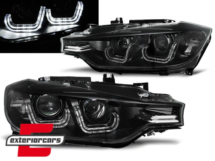 Prednja svjetla 3D LED U-dizajn Xenon look (crna) / BMW serije 3 F30 F31 limuzina karavan (10.2011-05.2015), LPBMF0