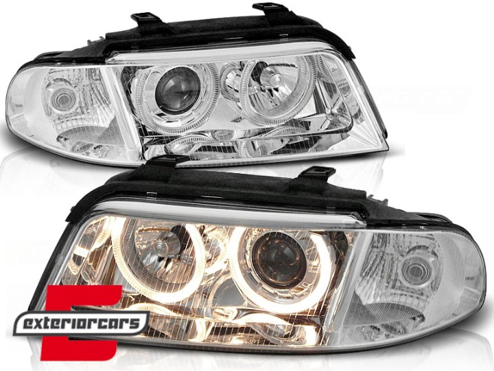 Prednja svjetla Angel Eyes (chrome) / Audi A4 B5 Facelift (01.1999-09.2000), LPAU12