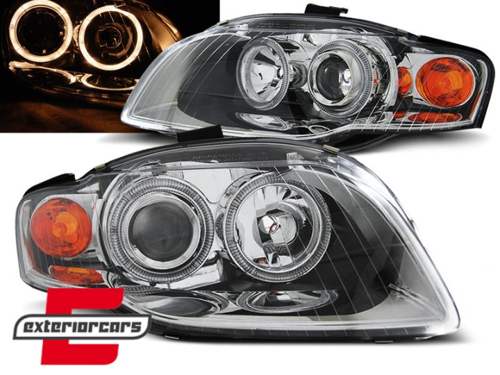 Prednja svjetla Angel Eyes (chrome) / Audi A4 B7 (2004-2008), LPAU57