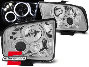 Prednja svjetla Angel Eyes (chrome) / Ford Mustang (2004-2009), LPFO30