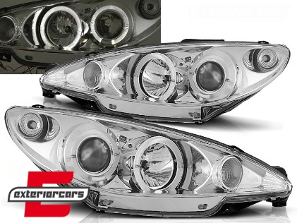 Prednja svjetla Angel Eyes (chrome) / Peugeot 206 (1998-2002), LPPE06