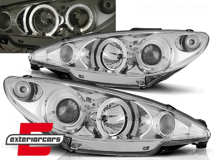 Prednja svjetla Angel Eyes (chrome) / Peugeot 206 (1998-2002), LPPE06