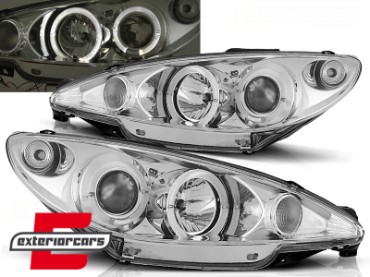 Prednja svjetla Angel Eyes (chrome) / Peugeot 206 (1998-2002), LPPE06