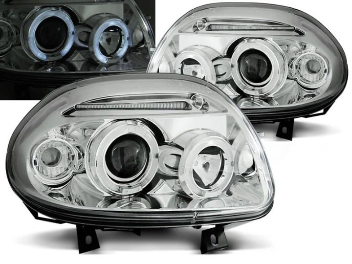 Prednja svjetla Angel Eyes (chrome) / Renault Clio II (1998-2001), LPRE21