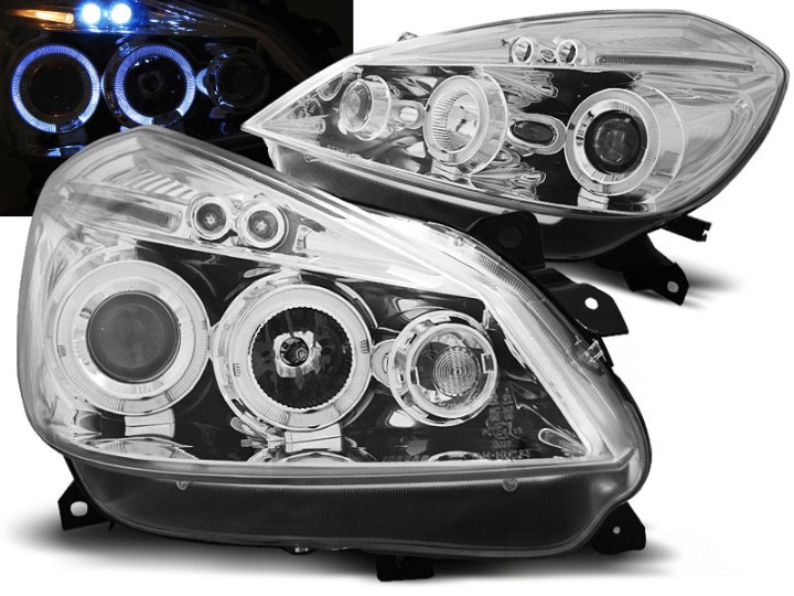 Prednja svjetla Angel Eyes (chrome) / Renault Clio III (2005-2009), LPRE27