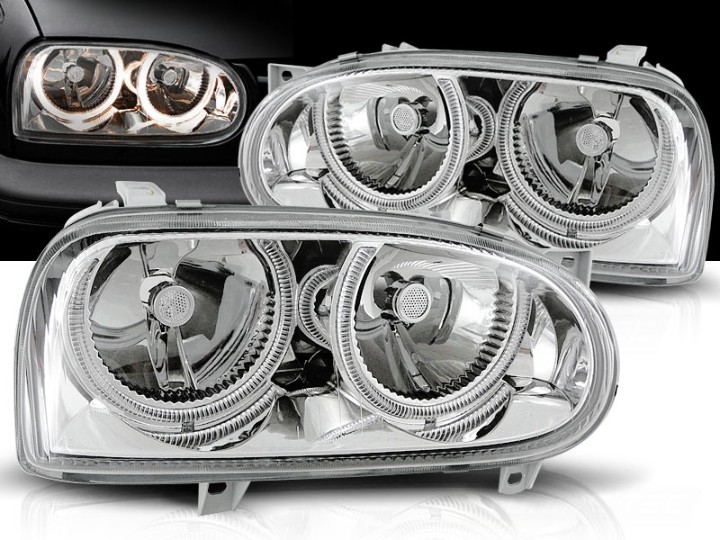 Prednja svjetla Angel Eyes (chrome) / Volkswagen Golf 3 (09.1991-08.1997), LPVW01