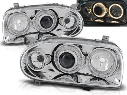 Prednja svjetla Angel Eyes (chrome) / Volkswagen Golf 3 (09.1991-08.1997), LPVW47