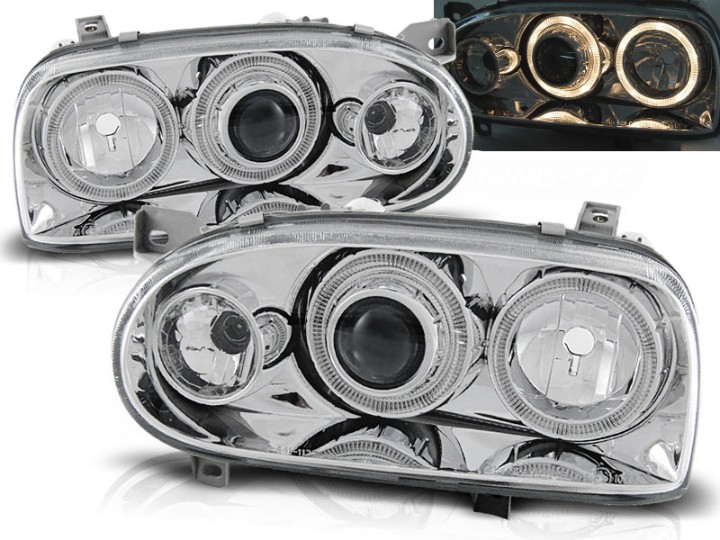 Prednja svjetla Angel Eyes (chrome) / Volkswagen Golf 3 (09.1991-08.1997), LPVW47