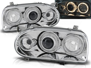 Prednja svjetla Angel Eyes (chrome) / Volkswagen Golf 3 (09.1991-08.1997), LPVW47