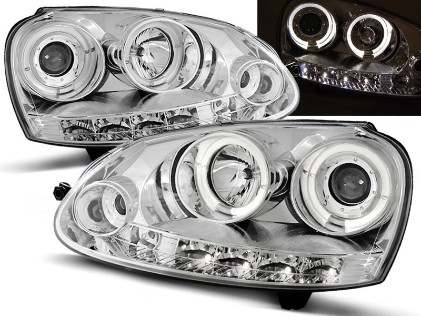 Prednja svjetla Angel Eyes (chrome) / Volkswagen Golf 5 (2003-2008), LPVWB7