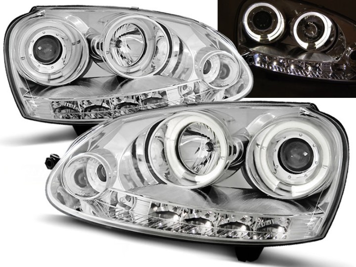 Prednja svjetla Angel Eyes (chrome) / Volkswagen Golf 5 (2003-2008), LPVWB7