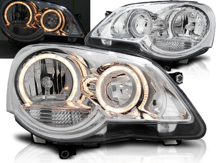 Prednja svjetla Angel Eyes (chrome) / Volkswagen Polo 9N3 (04.2005-2009), LPVWE2
