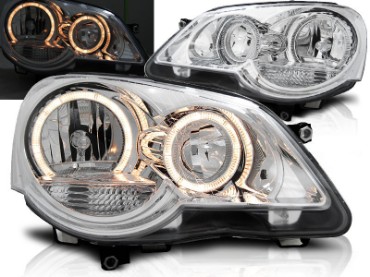 Prednja svjetla Angel Eyes (chrome) / Volkswagen Polo 9N3 (04.2005-2009), LPVWE2
