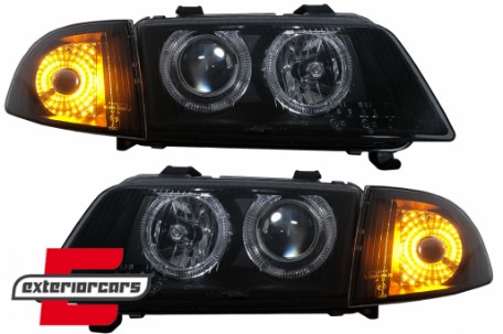 Prednja svjetla Angel Eyes (crna) / Audi A4 B5 (1994-12.1998), LPAU11