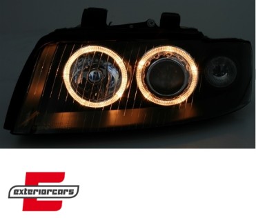 Prednja svjetla Angel Eyes (crna) / Audi A4 B6 (2000-2004), LPAU20