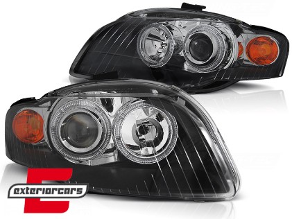 Prednja svjetla Angel Eyes (crna) / Audi A4 B7 (2004-2008), LPAU58