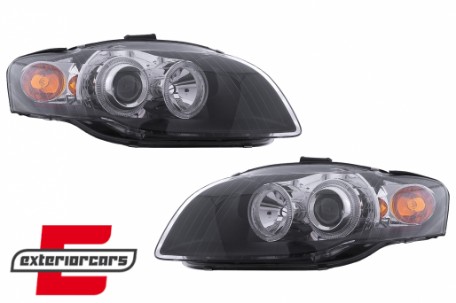 Prednja svjetla Angel Eyes (crna) / Audi A4 B7 (2004-2008), LPAU58
