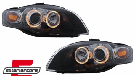 Prednja svjetla Angel Eyes (crna) / Audi A4 B7 (2004-2008), LPAU58