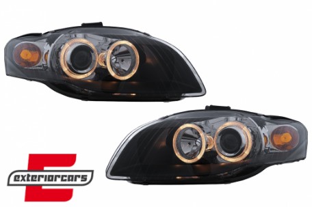 Prednja svjetla Angel Eyes (crna) / Audi A4 B7 (2004-2008), LPAU58