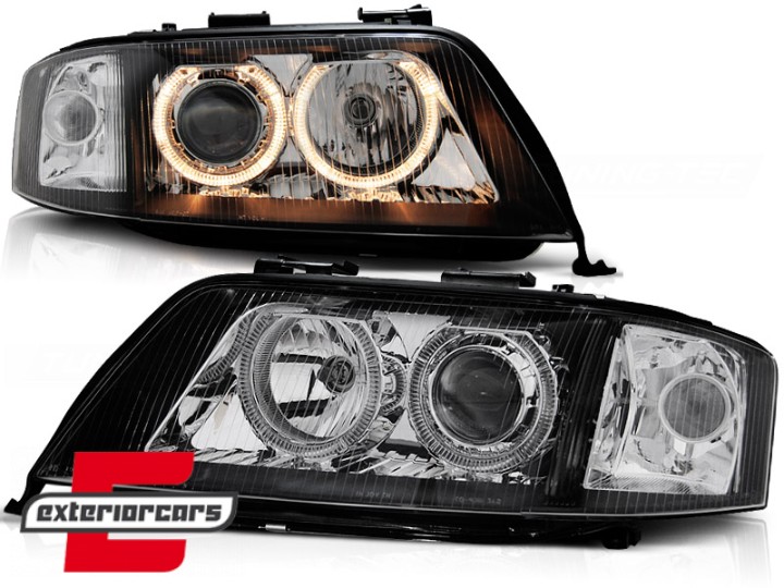 Prednja svjetla Angel Eyes (crna) / Audi A6 4B C5 (2001-2004), LPAU82