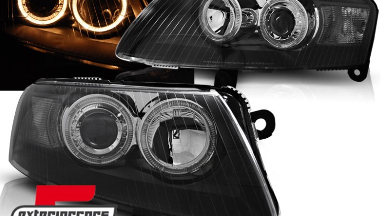 Prednja svjetla Angel Eyes (crna) / Audi A6 C6 4F (04.2004-2008), LPAU72