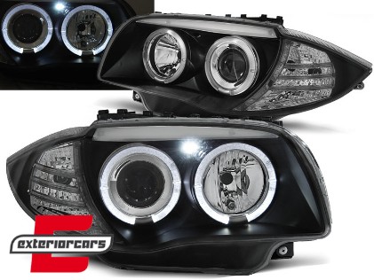 Prednja svjetla Angel Eyes (crna) / BMW serije 1 E81 E82 E87 E88 (2004-2011), LPBM80