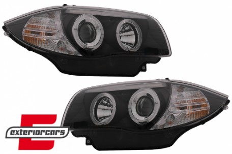 Prednja svjetla Angel Eyes (crna) / BMW serije 1 E81 E82 E87 E88 (2004-2011), LPBM80