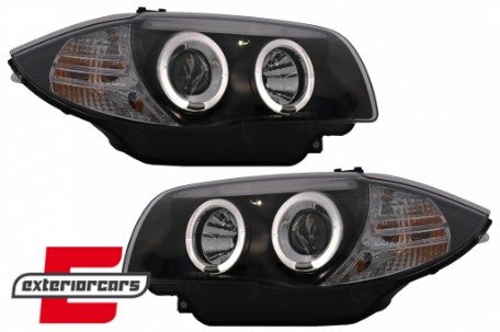 Prednja svjetla Angel Eyes (crna) / BMW serije 1 E81 E82 E87 E88 (2004-2011), LPBM80