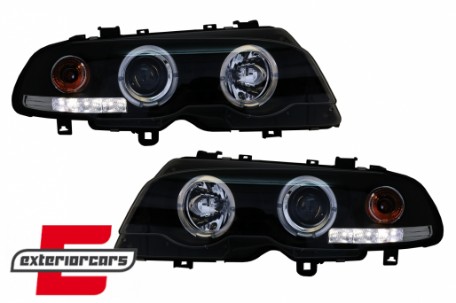 Prednja svjetla Angel Eyes (crna) / BMW serije 3 E46 Coupe Cabrio (04.1999-03.2003), LPBM49