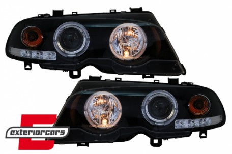 Prednja svjetla Angel Eyes (crna) / BMW serije 3 E46 Coupe Cabrio (04.1999-03.2003), LPBM49