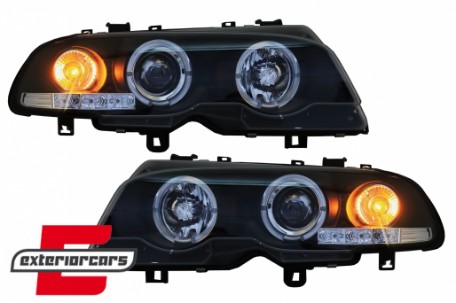 Prednja svjetla Angel Eyes (crna) / BMW serije 3 E46 Coupe Cabrio (04.1999-03.2003), LPBM49
